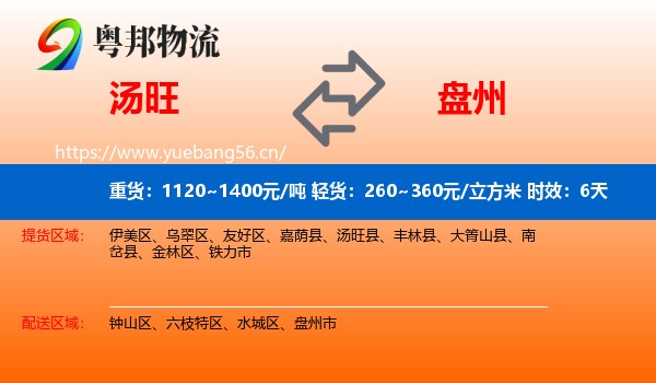 汤旺到盘州市物流专线名片