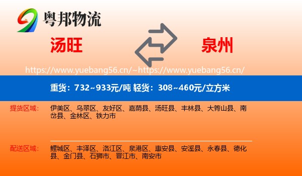 汤旺县到泉州物流专线