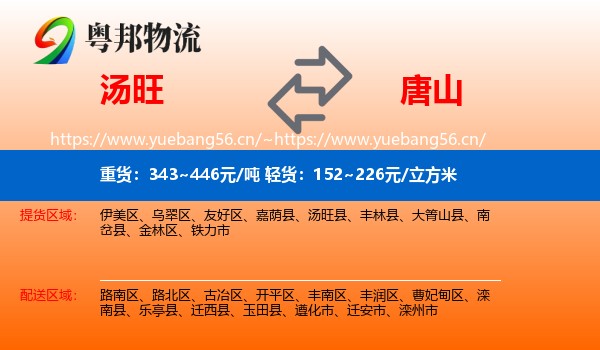 汤旺县到唐山物流专线