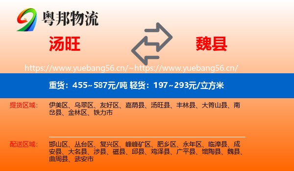 汤旺县到魏县物流专线