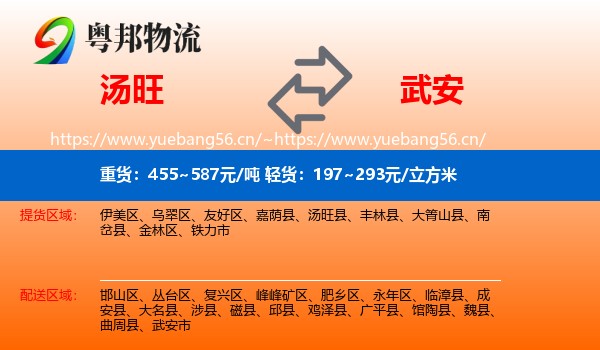 汤旺县到武安市物流专线