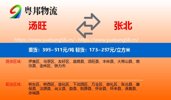 汤旺县到张北县物流专线
