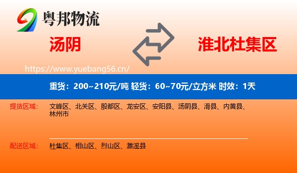 汤阴到杜集区物流专线名片