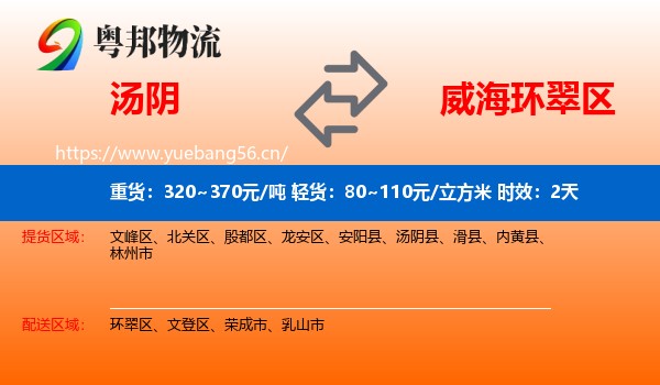 汤阴到环翠区物流专线名片