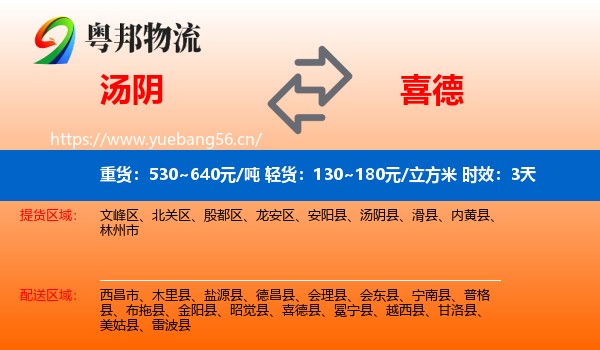 汤阴到喜德县物流专线名片