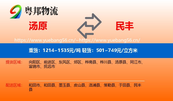 汤原到民丰县物流