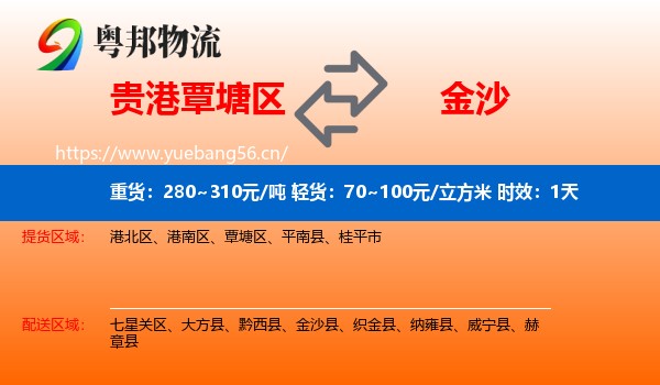 贵港覃塘区到金沙县物流专线名片