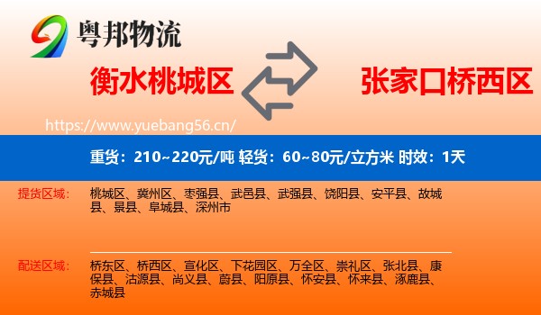 衡水桃城区到桥西区物流专线名片