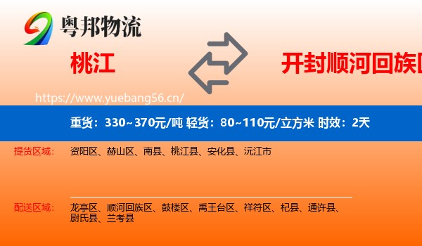 桃江到顺河回族区物流专线名片