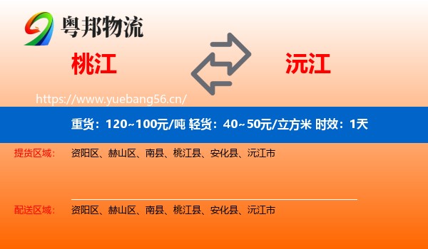 桃江到沅江市物流专线名片