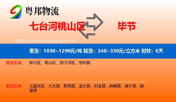 七台河桃山区到毕节物流专线名片