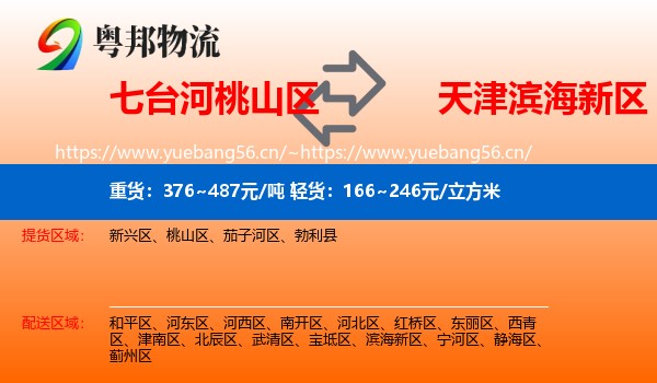 七台河桃山区到滨海新区物流