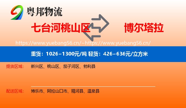 七台河桃山区到博尔塔拉物流