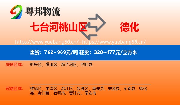 七台河桃山区到德化县物流