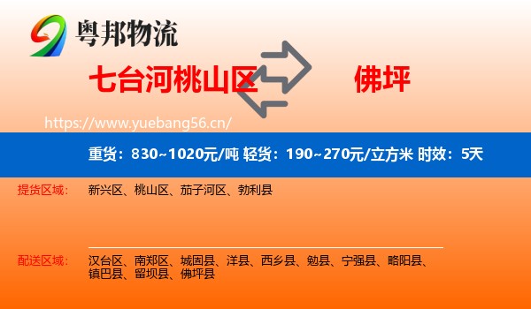 七台河桃山区到佛坪县物流专线名片