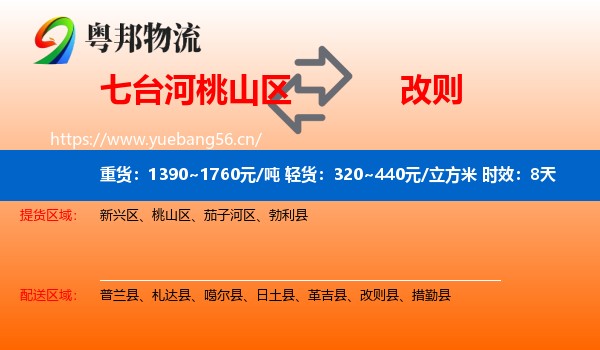 七台河桃山区到改则县物流专线名片