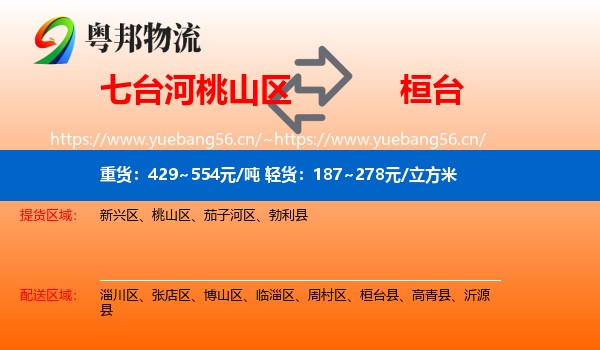 七台河桃山区到桓台县物流