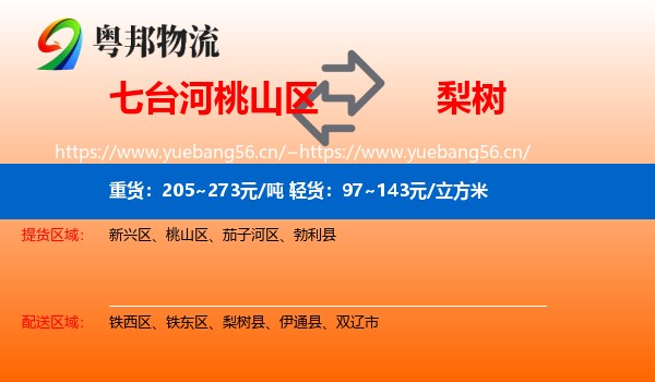 七台河桃山区到梨树县物流