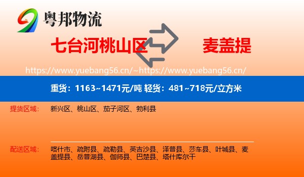 七台河桃山区到麦盖提县物流