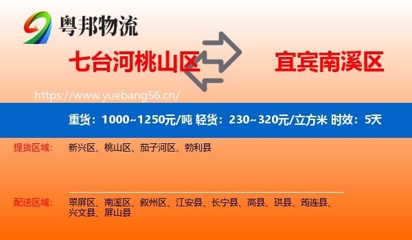 七台河桃山区到南溪区物流专线名片