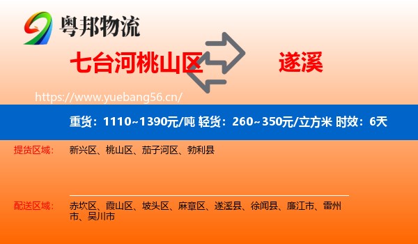 七台河桃山区到遂溪县物流专线名片