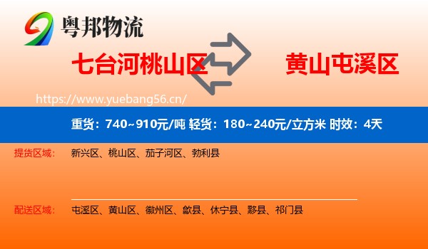 七台河桃山区到屯溪区物流专线名片