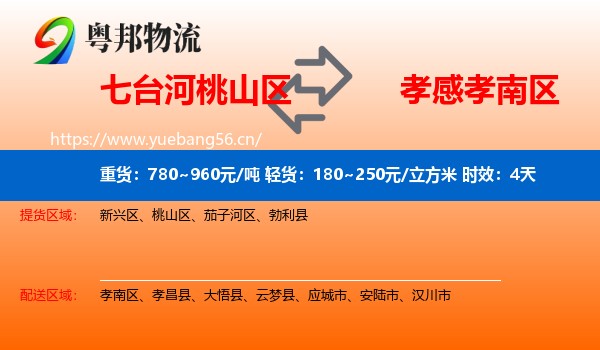 七台河桃山区到孝南区物流专线名片