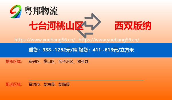 七台河桃山区到西双版纳物流