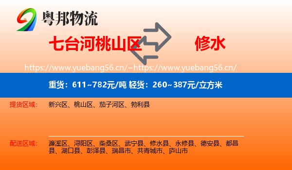七台河桃山区到修水县物流
