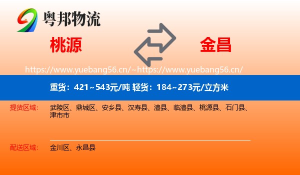 桃源到金昌物流