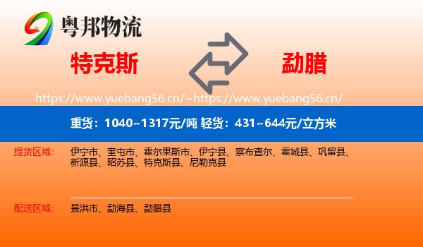 特克斯到勐腊县物流