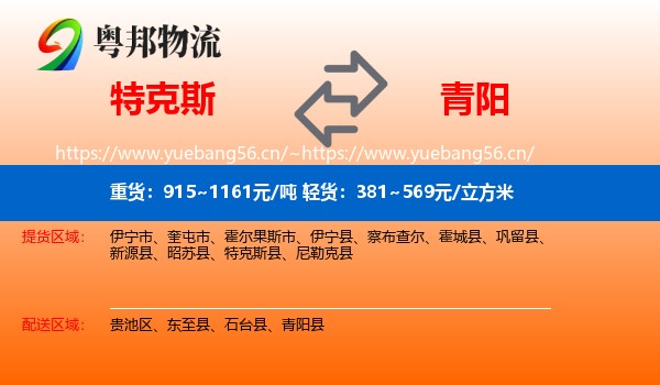 特克斯到青阳县物流