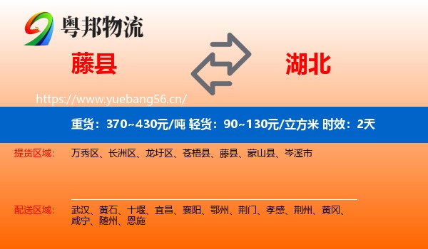 藤县到湖北物流专线名片