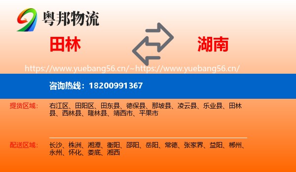 田林县到湖南物流专线