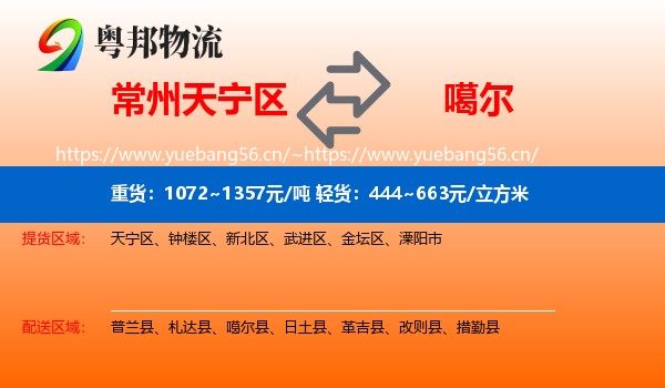 常州天宁区到噶尔县物流