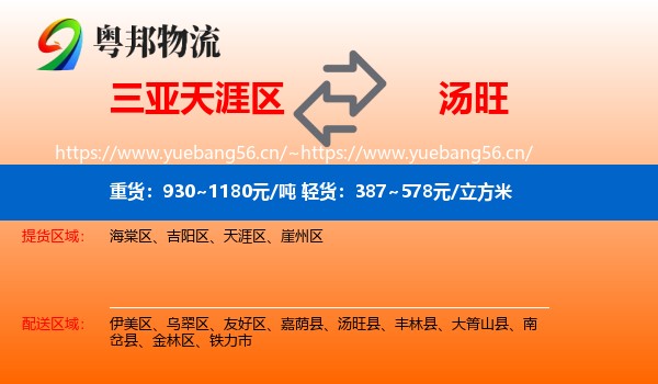 三亚天涯区到汤旺县物流