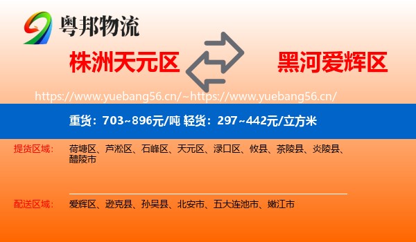 株洲天元区到爱辉区物流
