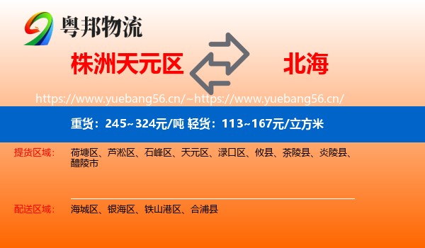 株洲天元区到北海物流