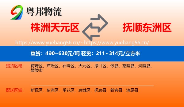 株洲天元区到东洲区物流