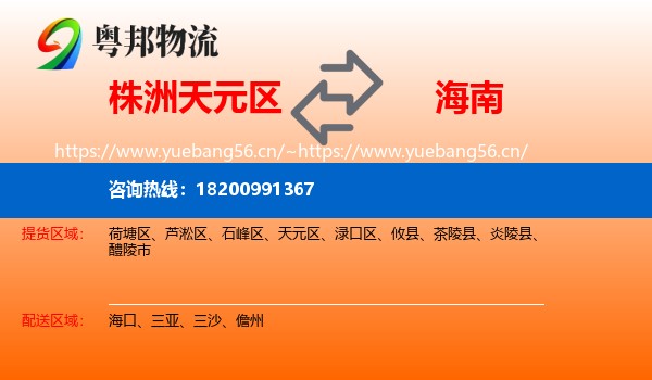 株洲天元区到海南物流