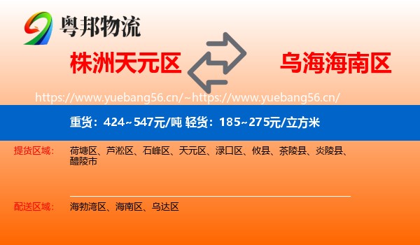 株洲天元区到海南区物流