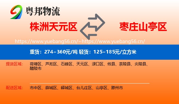 株洲天元区到山亭区物流