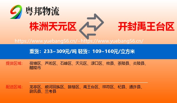 株洲天元区到禹王台区物流