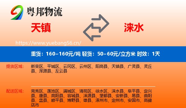 天镇到涞水县物流专线名片