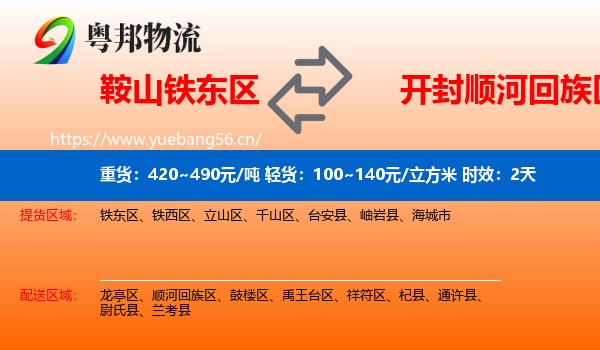 鞍山铁东区到顺河回族区物流专线名片