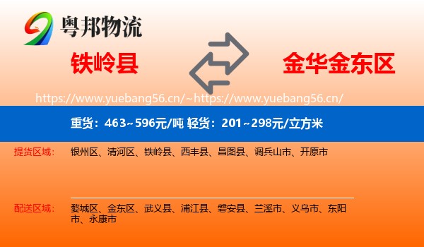 铁岭县到金东区物流