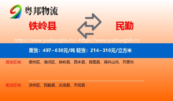 铁岭县到民勤县物流