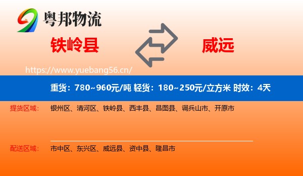 铁岭县到威远县物流 铁岭县到威远县物流专线名片