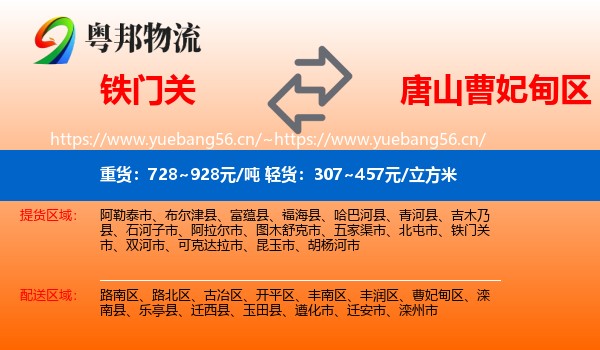铁门关到曹妃甸区物流
