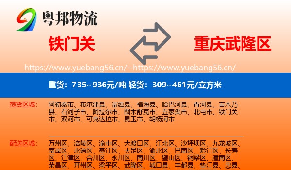 铁门关到武隆区物流